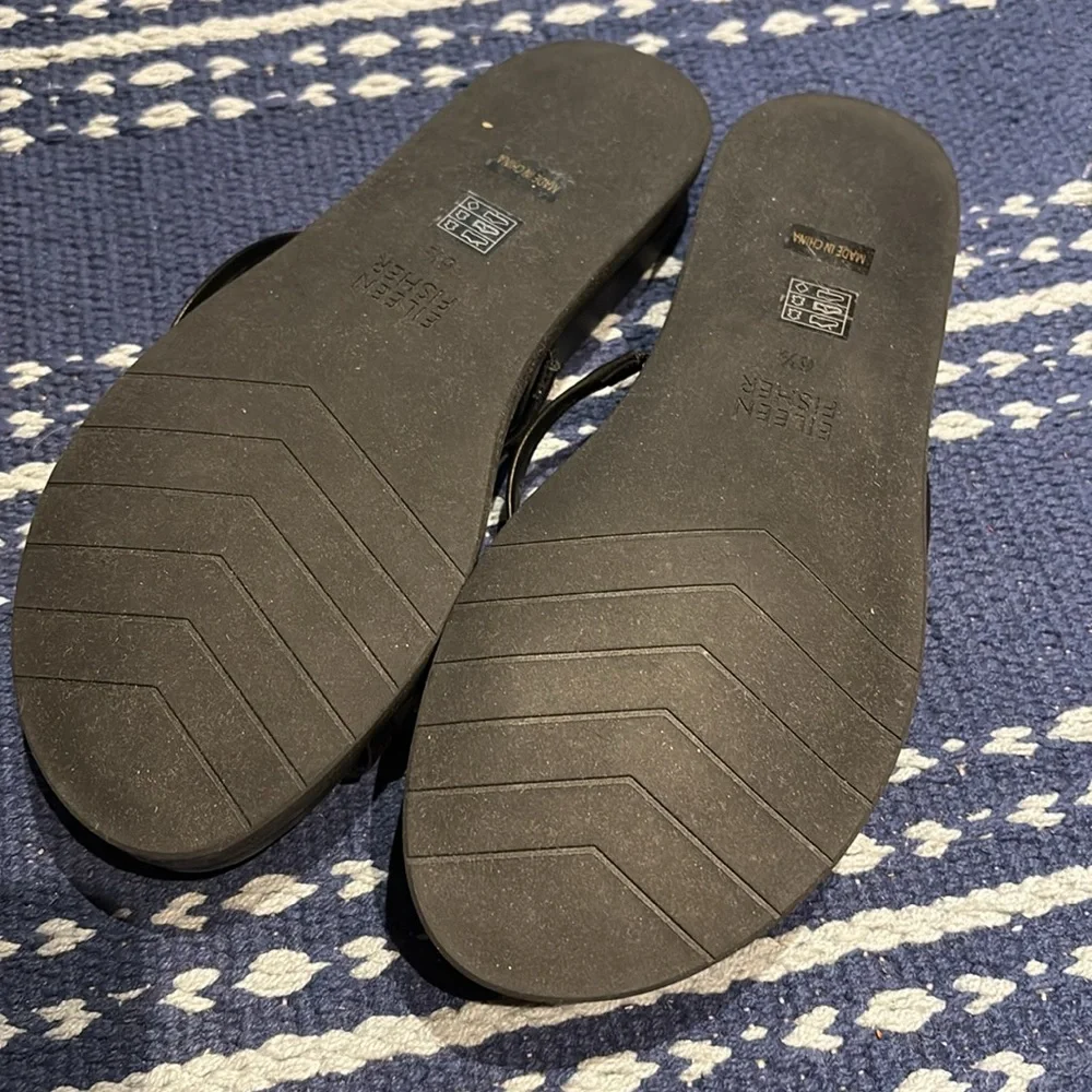 Eileen Fisher black leather Dorado sandals - Picture 3 of 5
